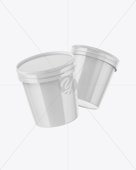 Two Glossy Ice Cream Cups Mockup