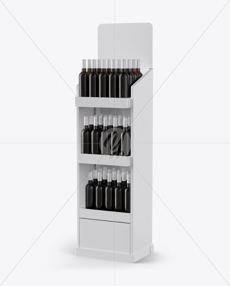 Stand with Dark Glass Bottles Mockup