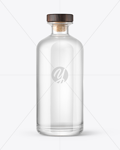 Dry Gin Bottle with Wooden Cap Mockup