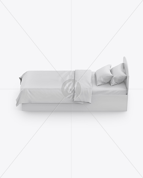 Bed with Silk Linens Mockup