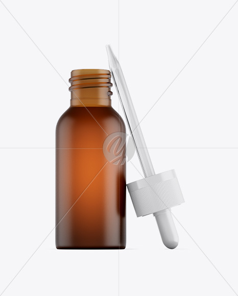 Frosted Amber Glass Dropper Bottle Mockup