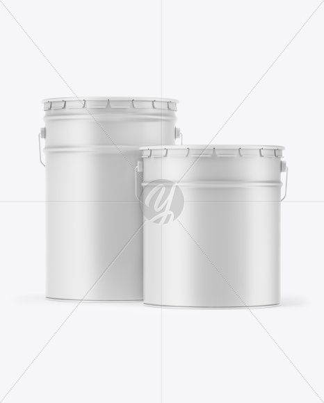 Two Matte Paint Buckets Mockup