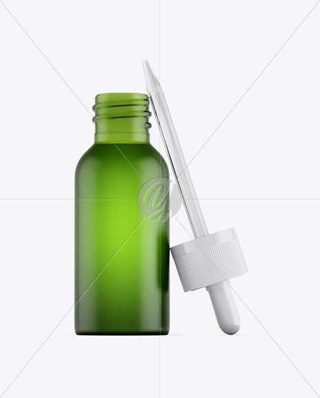 Frosted Green Glass Dropper Bottle Mockup