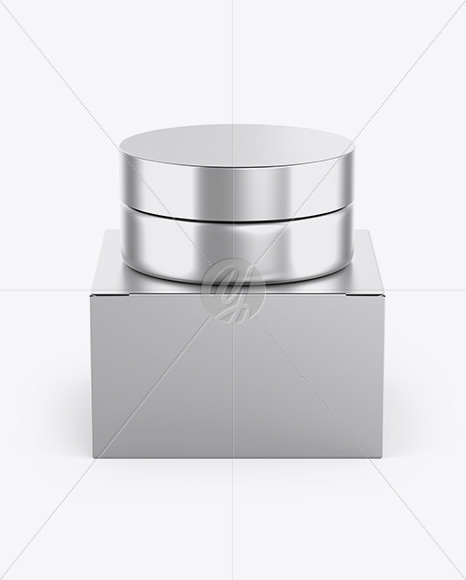 Metallic Jar w/ Metallic Box Mockup