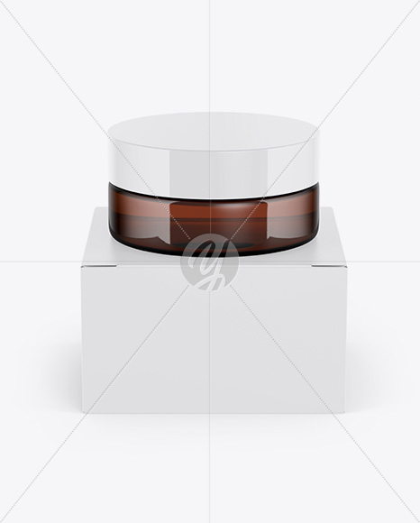 Amber Jar w/ Paper Box Mockup