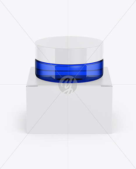 Blue Jar w/ Paper Box Mockup