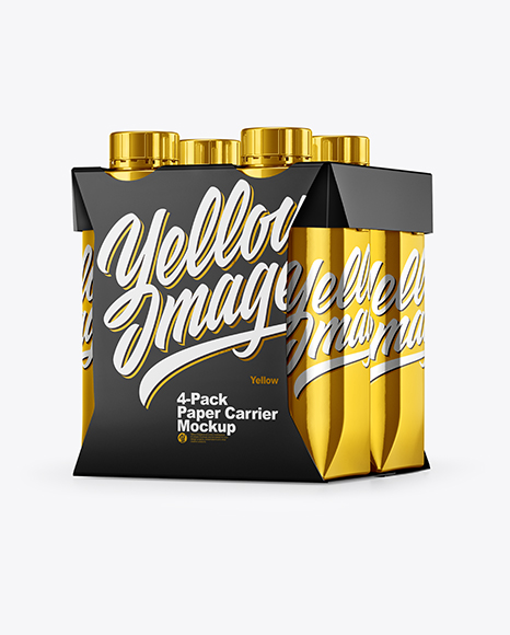 Metallic 4-Pack Paper Carrier Mockup