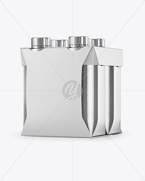 Metallic 4-Pack Paper Carrier Mockup