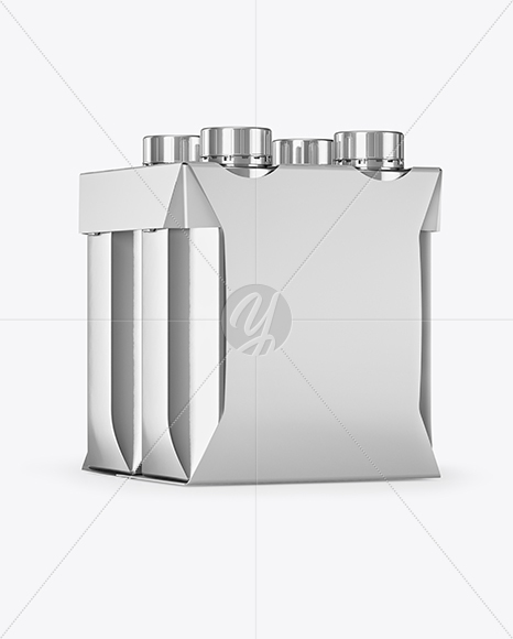 Metallic 4-Pack Paper Carrier Mockup