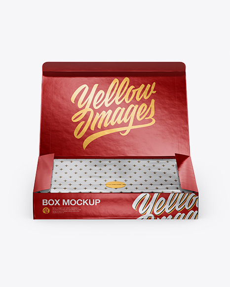 Opened Metallic Box Mockup - Opened+Metallic+Box+Mockup+In+Box+Mockups+On+Yellow+Images+Object+Mockups
