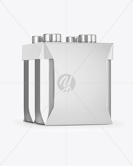 Metallic 4-Pack Paper Carrier Mockup