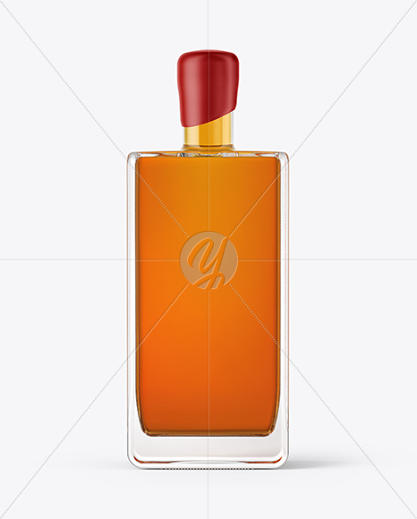 Square Whiskey Bottle with Wax Mockup