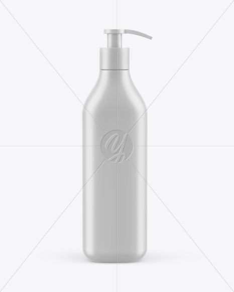 Matte Square Bottle With Pump Mockup