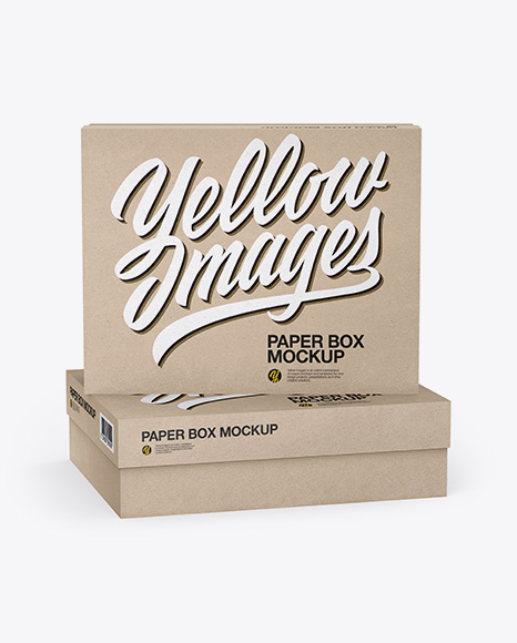 Two Kraft Boxes Mockup - Half Side View