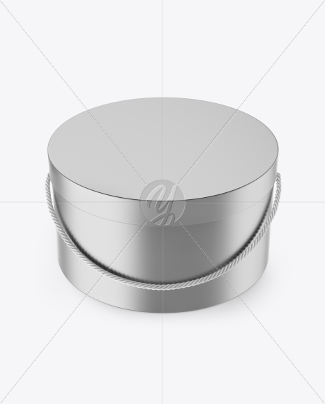 Matte Metallic Round Box Mockup