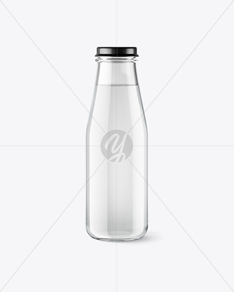 Clear Glass Bottle w/ Water Mockup