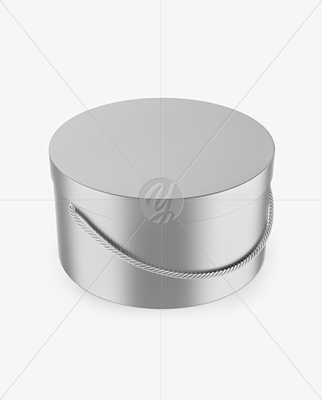 Matte Metallic Round Box Mockup