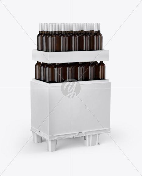 Stand with Dark Glass Bottles Mockup