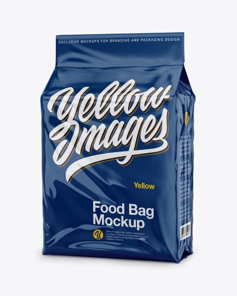 Glossy Stand-up Food Bag Mockup - Glossy+Stand+Up+Food+Bag+Mockup+In+Bag+Sack+Mockups+On+Yellow