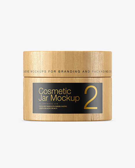 Wooden Cosmetic Jar Mockup - Cosmetic+Wooden+Jar+In+Jar+Mockups+On+Yellow+Images+Object+Mockups