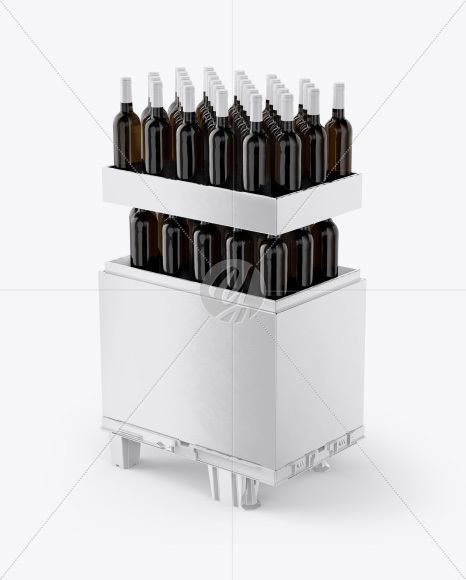 Stand with Dark Glass Bottles Mockup