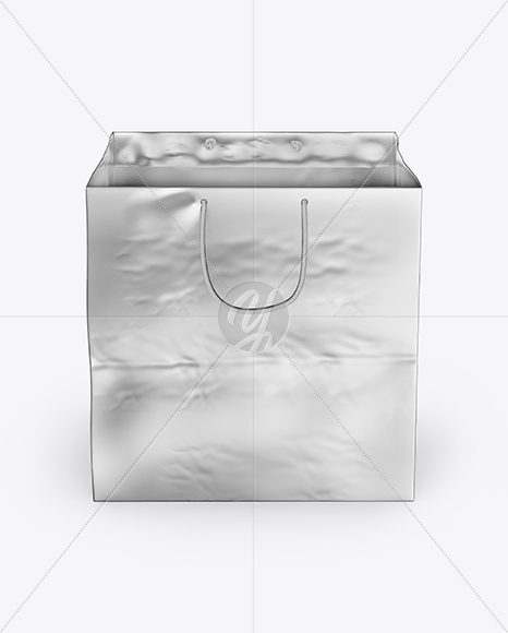 Square Metallic Paper Bag Mockup