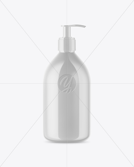 Glossy Cosmetic Bottle with Pump Mockup