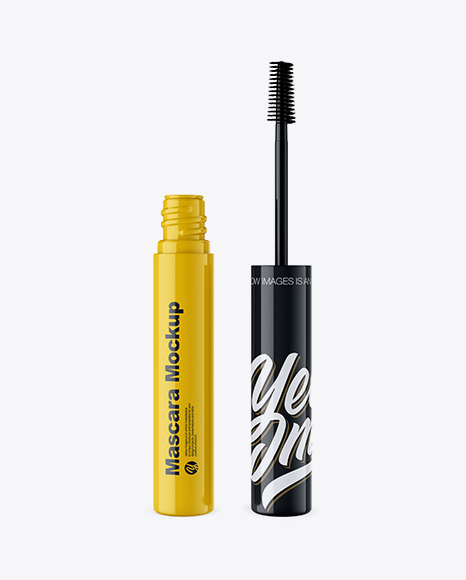 Opened Glossy Mascara Tube Mockup