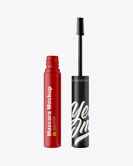 Opened Matte Mascara Tube Mockup - Opened+Glossy+Mascara+Tube+Mockup+In+Packaging+Mockups+On