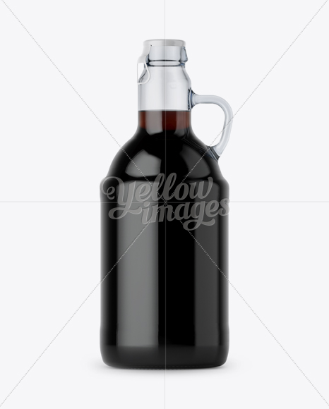 Clear Glass Dark Beer Bottle w/ Handle Mockup