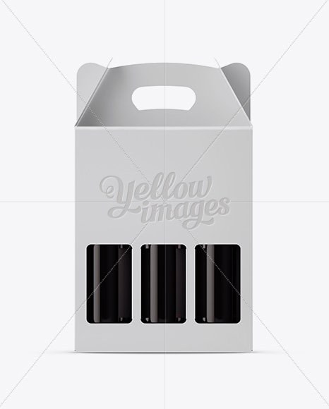 White Paper 3 Pack Amber Bottle Carrier Mockup