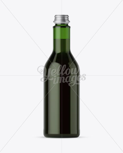 500ml Green Glass Bottle With Red Drink Mockup