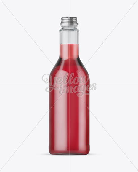 500ml Clear Glass Bottle With Berry Syrup Mockup 500ml Clear Glass Bottle With Berry Syrup Mockup