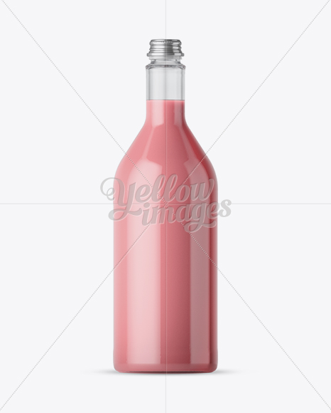 1L Strawberry Yoghurt Bottle Mockup