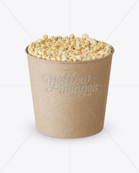 Large Kraft Paper Popcorn Bucket Mockup (High-Angle Shot)