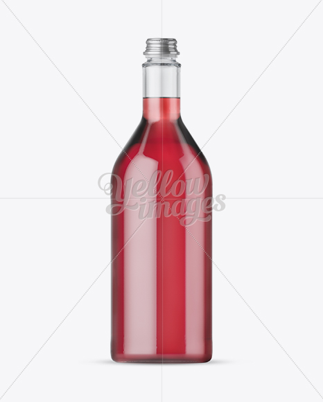 1L Clear Glass Bottle With Berry Syrup Mockup