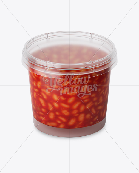 Glossy Plastic Container With Beans Mockup - High-Angle Shot