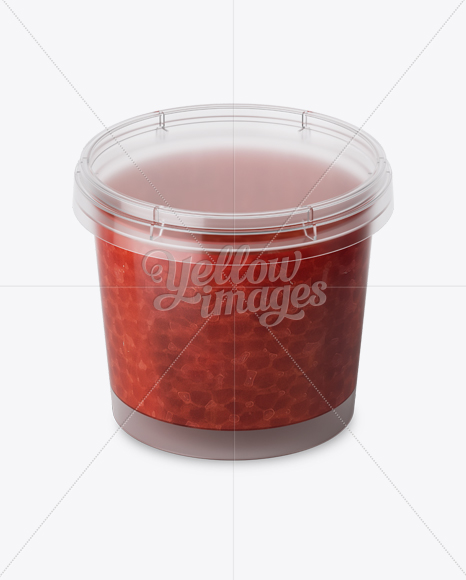 Glossy Plastic Container With Red Caviar Mockup - High-Angle Shot