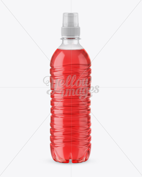 Red Drink PET Bottle With Sport Cap Mockup