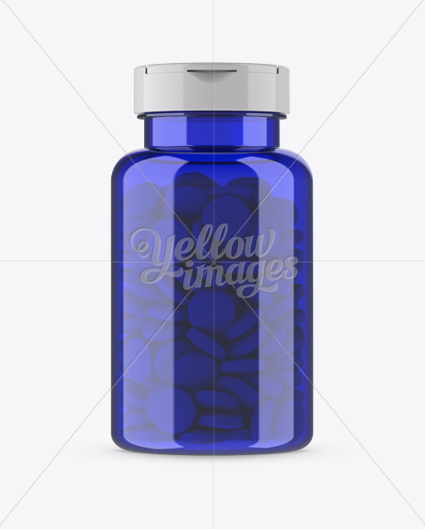 Blue Pill Bottle Mockup - Front View Blue Pill Bottle Mockup - Front View