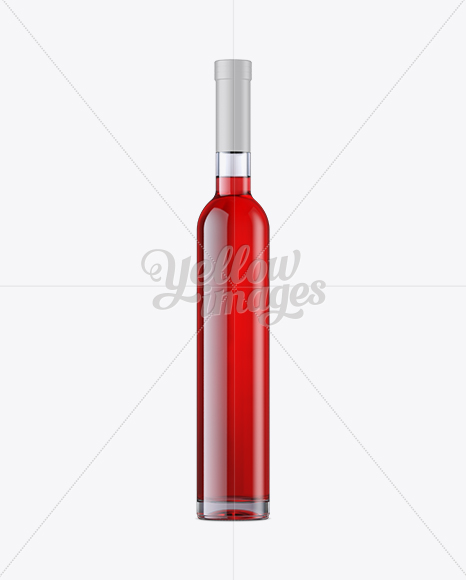 Glass Bottle with Pink Wine Mockup - Front View