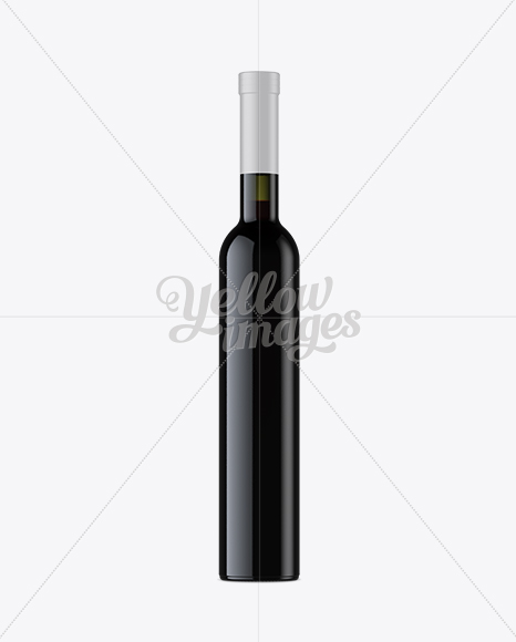 Antique Green Glass Bottle with Red Wine Mockup - Front View