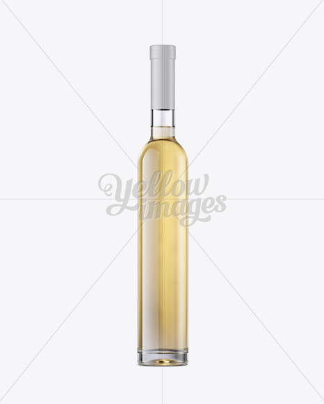 Clear Glass Bottle with White Wine Mockup - Front View