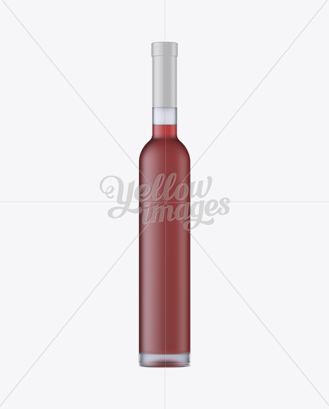 Frosted Glass Botttle with Pink Wine Mockup - Front View