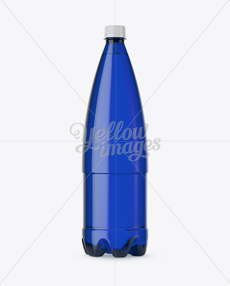 1L Blue PET Water Bottle Mockup - Front View