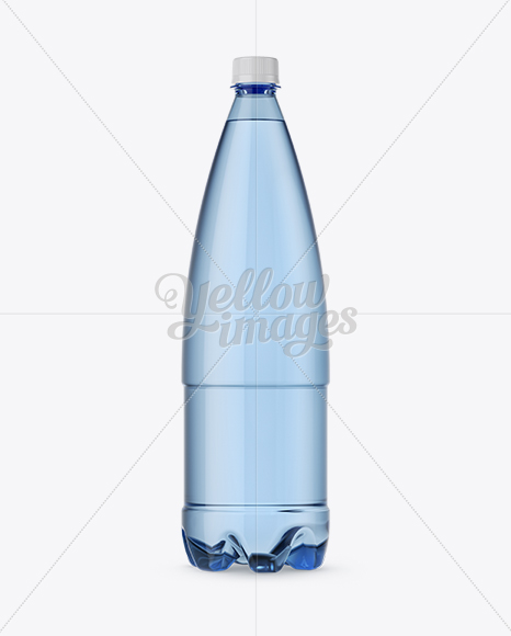 1L Blue PET Water Bottle Mockup - Front View