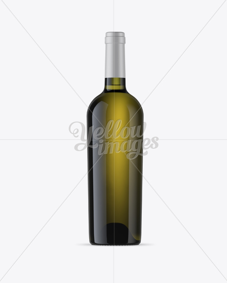 Antique Green Wine Bottle Mockup - Front View