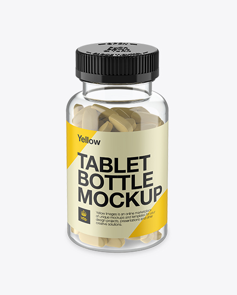 Clear Pill Bottle Mockup (High-Angle Shot)