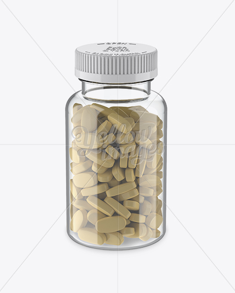 Clear Pill Bottle Mockup (High-Angle Shot)