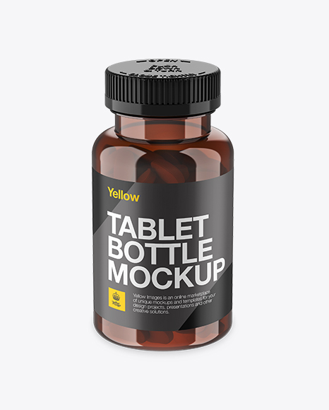 Amber Pill Bottle Mockup (High-Angle Shot) - Clear+Pill+Bottle+Mockup+(High-Angle+Shot)+in+Bottle+...